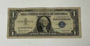 $1 Silver Certificate X29265484A Series 1957 B