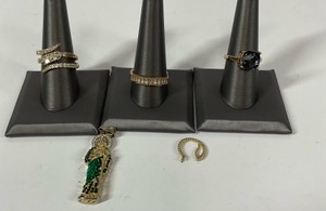 Costume Jewlery 3 Rings, Pendant, 1 Loop Earing