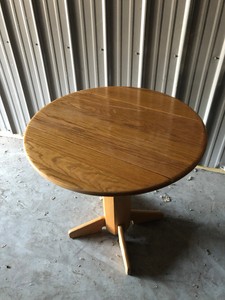 12694 - 30 Round Wooden Table with Folding Leaves