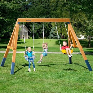 $246 ROBUD 3-in-1 Wooden Swing Set for Backyard