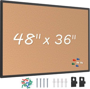 Bulletin Board 48x36, Black Corkboard