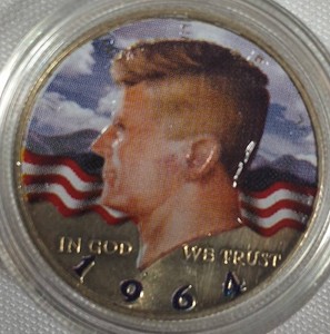 Colorized 1964 Kennedy Half Dollar  90% Silver  Presentation Case