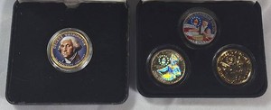 George Washington Quarter Collection  Colorized, Holographic & Gold-Tone  4 Coins
