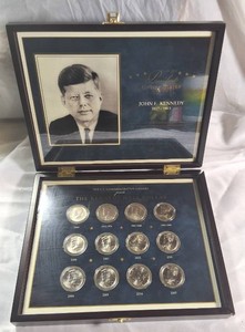 Kennedy Half Dollar Collection  12 Coins  1964 90% Silver  Display Case