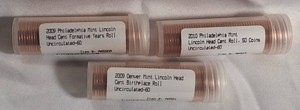 Lincoln Cent Rolls  2009-P, 2009-D & 2010-P  150 Coins
