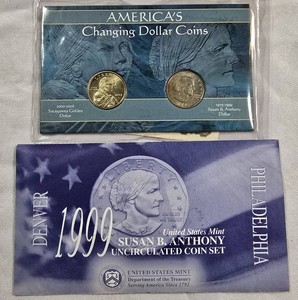 1999 Susan B. Anthony U.S. Mint Set  Sacagawea & SBA Dollar Collection