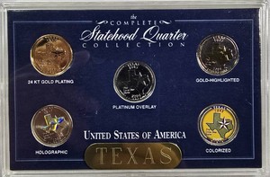 Texas Statehood Quarter Collection  5 Special-Finish Coins  Presentation Case