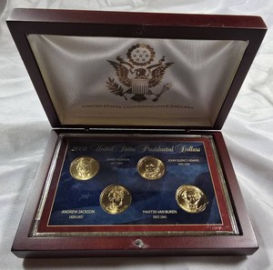 2008 Presidential $1 Coin Collection  Monroe, Adams, Jackson & Van Buren  Display Case