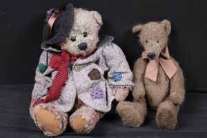 Teddy Bear Pair With Dressed Bear (Lot of 2)