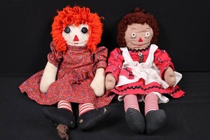 Vintage-Style Handmade Cloth Rag Dolls (Lot of 2)