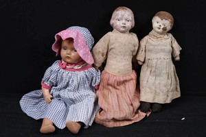 Vintage Cloth-Body Doll Group With Painted Faces (Lot of 3)