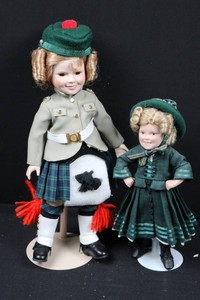 Porcelain Scottish Highland Dolls in Traditional Tartan Costumes (Lot of 2)