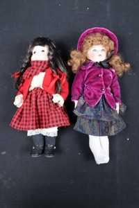 Decorative Porcelain-Faced Dolls in Detailed Outfits (Lot of 2)
