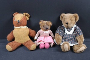Teddy Bear Trio With Two Dressed Bears (Lot of 3)