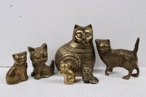 Metal Cat Figurines in Varied Poses (Lot of 6)
