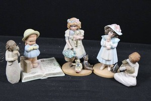 Mixed Lot Decorative Child, Angel & Teddy Bear Figurines (Lot of 5)