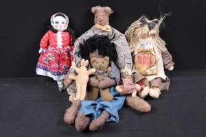 Handmade Folk Dolls, Teddy Bears & Cloth Figures Mixed Lot