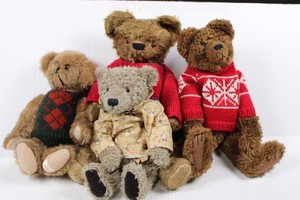 Assorted Teddy Bears With Sweaters & Outfits (Lot of 4)