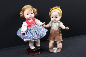 Decorative Girl & Boy Dolls With Display Base (Lot of 2)