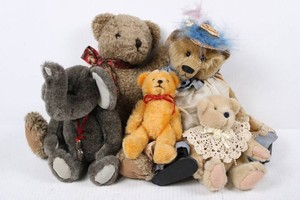 Plush Teddy Bear & Elephant Mixed Lot (Lot of 5)