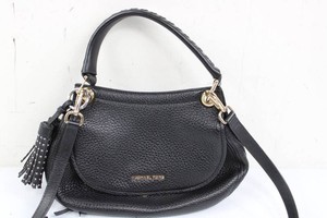 Michael Kors Black Pebbled Handbag With Tassel