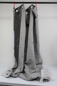 Gray Star-Print Sheer Grommet Curtain Panels (Lot of 2) 52 W x 63 H