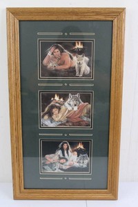 Framed Women & Wolves Wilderness Art Print - 14.5 X 25.5 in