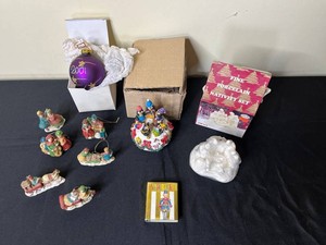 Christmas Collectibles - Porcelain Nativity, Caroler Ornaments & Nutcracker Mixed Lot