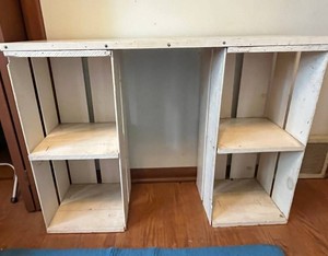 Wooden Shelving Unit - White Painted 3-Section 34 X 11 X 37 in