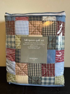 FullQueen Quilt Set - Sonoma Patchwork Plaid 3-Piece in Orig Pkg