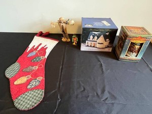 Christmas Decor - Heartland Village, Budweiser Stein in Orig Box & Holiday Figures Mixed Lot