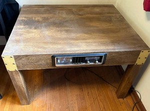 VTG Console Table w Built In Wilshire AM Radio Alarm Clock (untested)