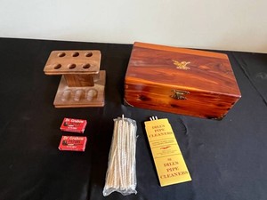 Pipe Smoking Accessories - Wooden Box, Stand & Filters Mixed Lot