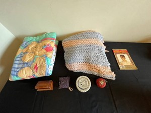 Sewing & Textile Craft Mixed Lot - Quilts, Afghan, Notions & Magazine