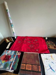 Holiday Tablecloth & Craft & Gift Wrap Mixed Lot - American Greetings, Easter & Decorative Paper