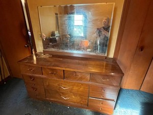 Dresser With Mirror - Walnut-Tone Wood, 54 X 18 X 30 in