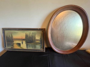 Framed Art & Wall Mirror Mixed Lot - backing loose on mirror