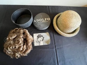 Vintage Millinery & Wig Mixed Lot - Halston Wig & Straw Hat