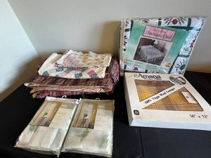 Bedding & Window Treatments Mixed Lot - Americana Quilt, Amana Wool, 2 Sheers in Orig Pkg
