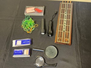 Estate Collectibles Mixed Lot - Revlon Nail Kit & Cribbage Board