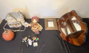 Collectible Decor Mixed Lot - Juliette Mansion, Wall Mirror, Doll & Figurines