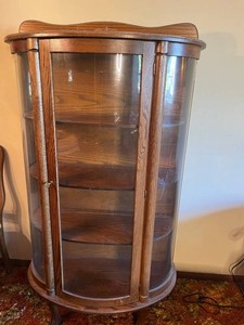 Curio Cabinet - Oak Glass Display Case With Shelves