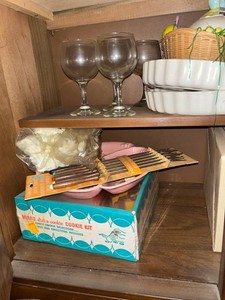 Estate Kitchen & Holiday Decor Mixed Lot - Mirro Cookie Kit & Glassware inc Lefton Holiday Divided Candy Bowl