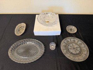Assortment of VTG Depression Glass Serving Pieces
