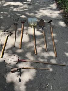 Garden Tools - Assorted Shovels, Hoes & Rakes Mixed Lot