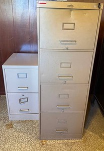Metal Filing Cabinets - Vintage All Steel Pair, 4-Drawer & 2-Drawer