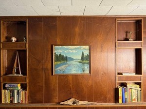 Vintage Artwork & Books - bookcase not inc