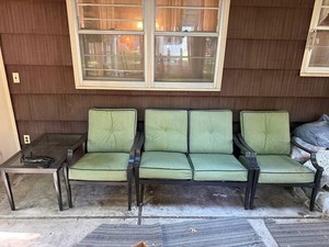 Patio Furniture Set - 2 Armchairs, Loveseat & Glass-Top Table