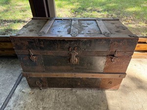 Vintage Trunk - Metal-Bound Wood Storage Chest