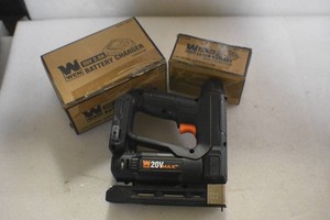 WEN 20539 20V Max Cordless 2-in-1 18-Gauge Brad Nailer and T50 Crown Stapler with 2.0Ah Battery and Charger